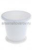 Кашпо пластиковое  2 л 17*16 см с поддоном для цветов белое Эконом (М7254) (Башкирия) 