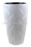 Кашпо напольное пластиковое 13/61 л 40*67,5 см со вставкой белое Флэйм (М8885) (Башкирия)